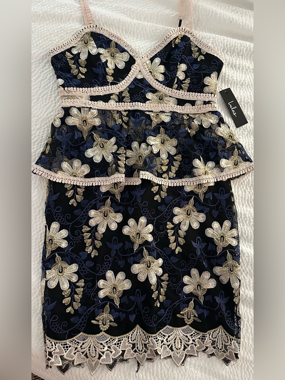 Lulu's Black Dress with Blush Accents